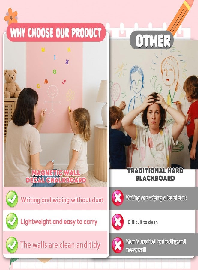 ملصق جداري مغناطيسي للأطفال، سبورة مغناطيسية سميكة مطورة للجدران، مناسبة لتزيين المنزل وورق الجدران وغرفة ألعاب الأطفال والمدرسة (أزرق، 16 × 40 بوصة) - Image 4